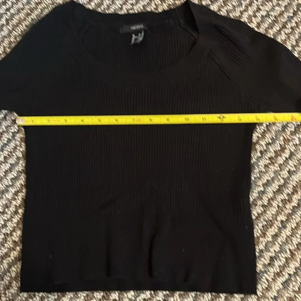 Cropped Ribbed Black Sweater Long Sleeve Crop Top Stretchy Shirt Women’s M